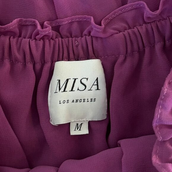 MISA Los Angeles Ruffle Off-Shoulder Mini Dress | Purple | Size M - Picture 2 of 2